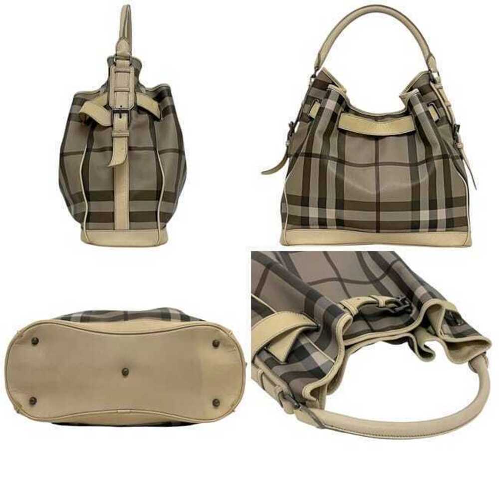 Burberry Check One Gray Shoulder Leather Shoulder Beige Hobo Belt Motif Bag